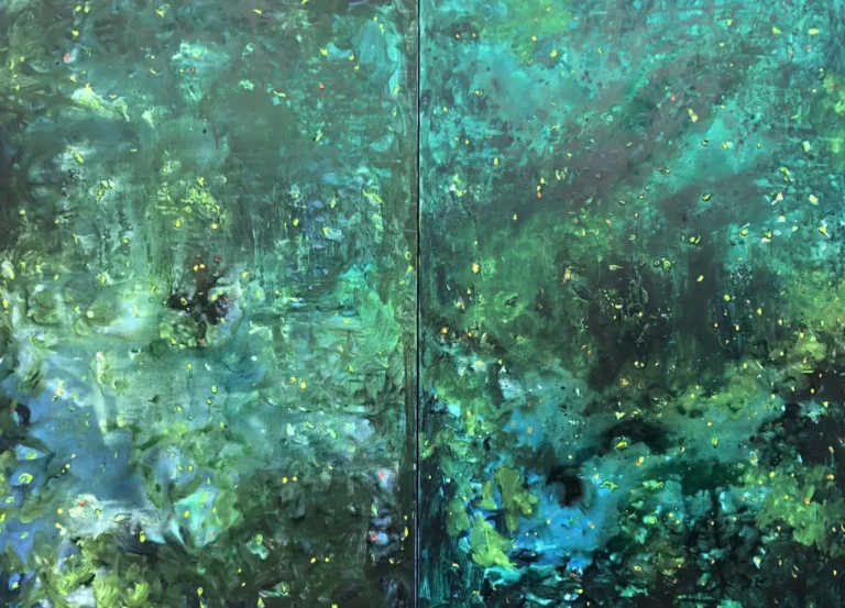 Improvisation en vert acrylique toile 212 152 cm